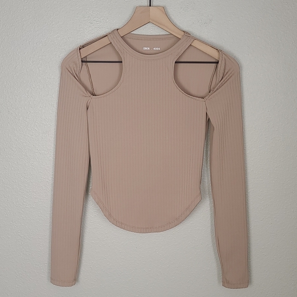 Asos Ribbed Bodycon Cutout Longsleeve Crop Top